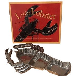 Lobster bake party serving Metal serving tray. Heavy in weight + lobster book